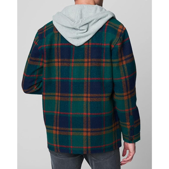 Blank NYC Mens Plaid Heavy Shacket Shirt With Removable Hood Jacket Size M - Picture 10 of 12